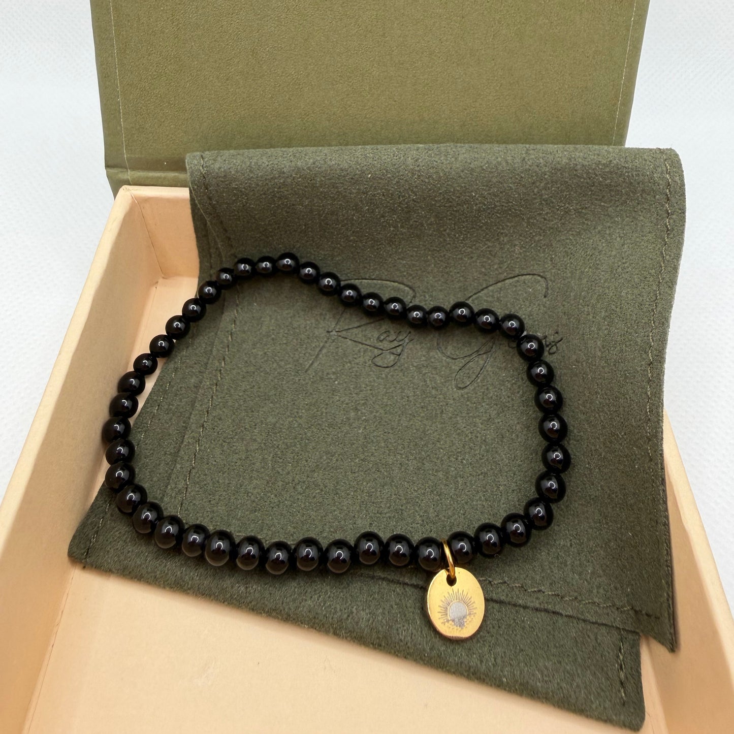 Obsidian 4 mm Petite Beaded Bracelet