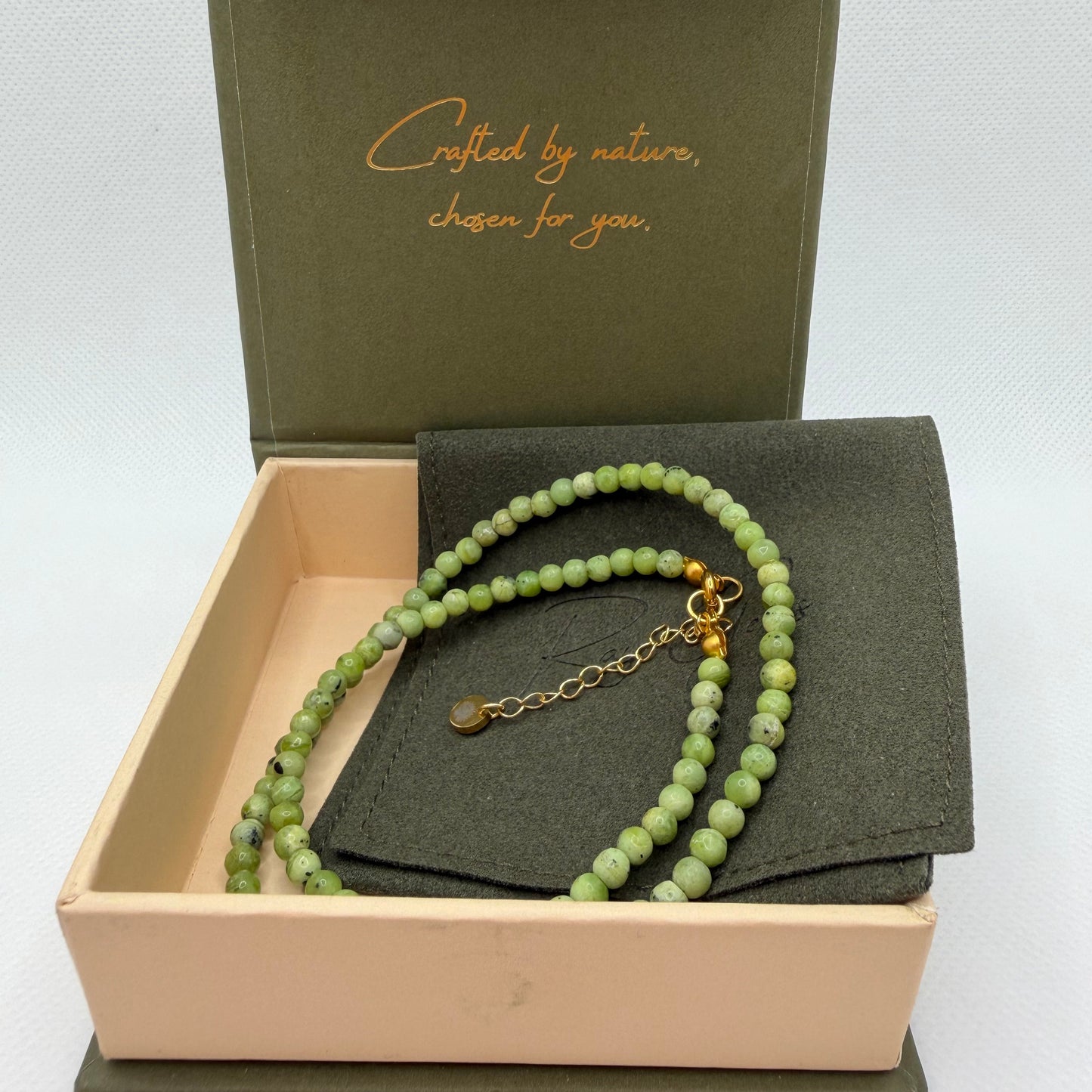 Peridot 4 mm Petite Beaded Necklace
