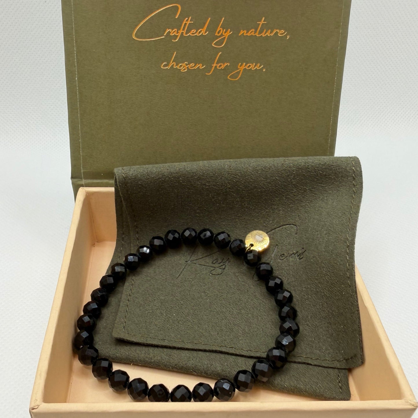 Obsidian 6 mm Signature Faceted Bracelet
