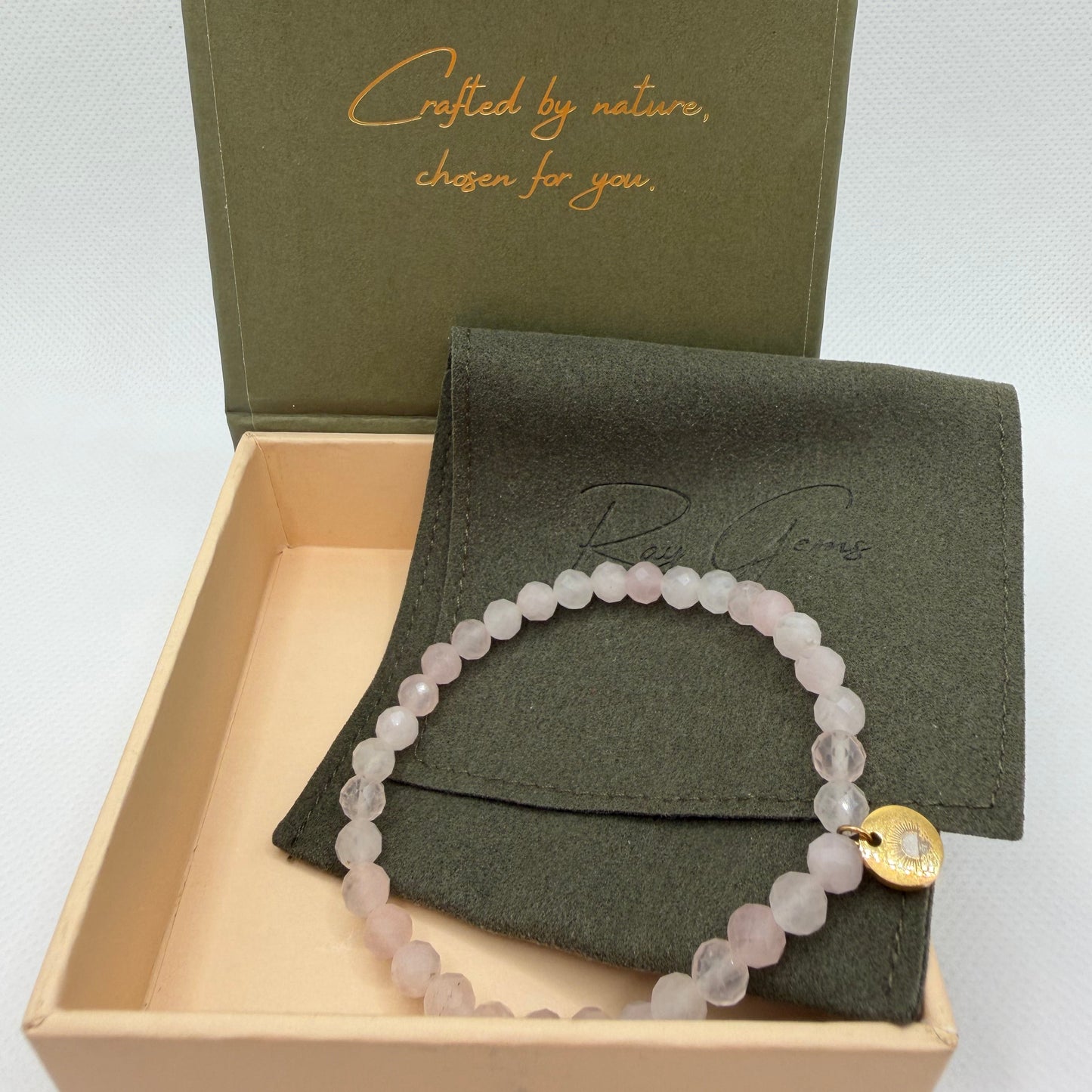 Rose Quartz 6 mm Signature Faceted Bracelet