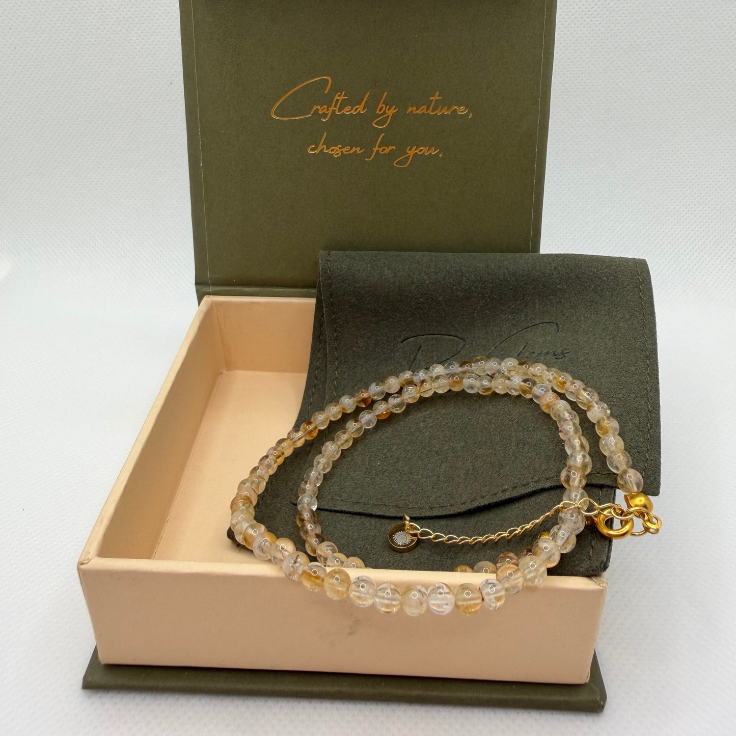 Citrine 4 mm Petite Beaded Necklace