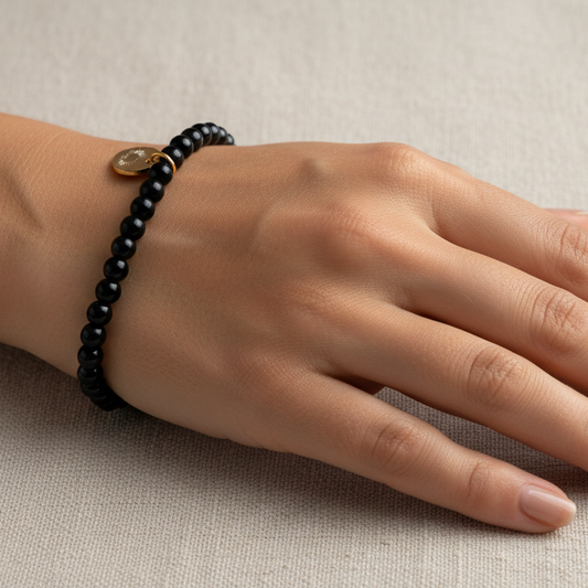 Black Tourmaline 4 mm Petite Beaded Bracelet