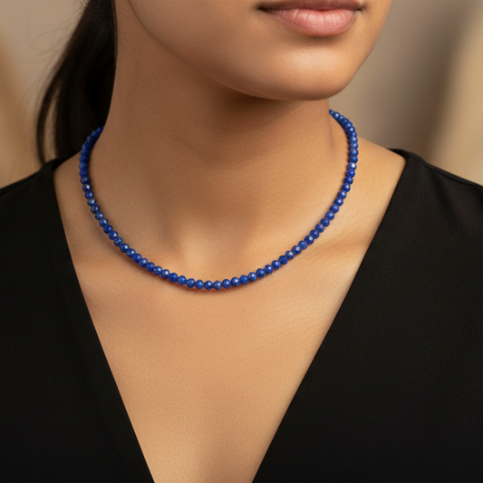 Lapis Lazuli 4 mm Petite Faceted Necklace