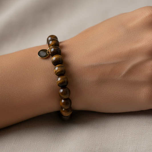 Tiger Eye 8 mm Iconic Beaded Bracelet