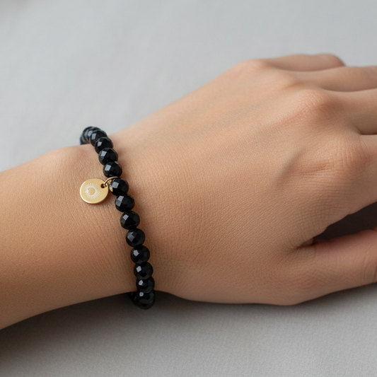 Black Tourmaline 6 mm Signature Faceted Bracelet