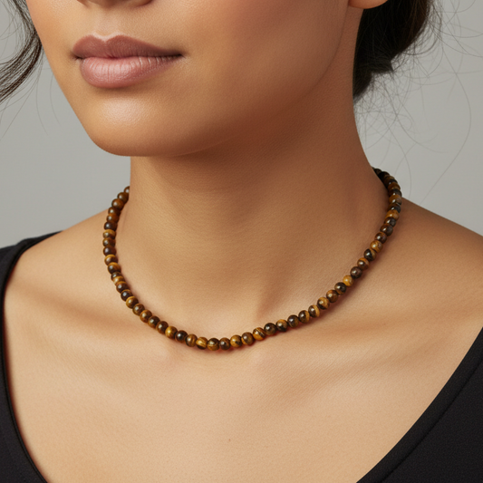 Tiger Eye 4 mm Petite Beaded Necklace