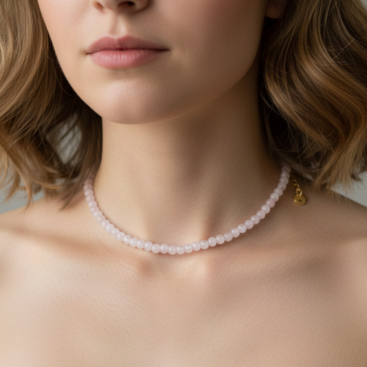 Rose Quartz 4 mm Petite Beaded Necklace