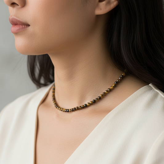 Tiger Eye 4 mm Petite Faceted Necklace