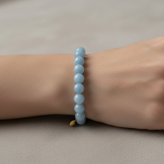 Angelite 8 mm Iconic Beaded Bracelet