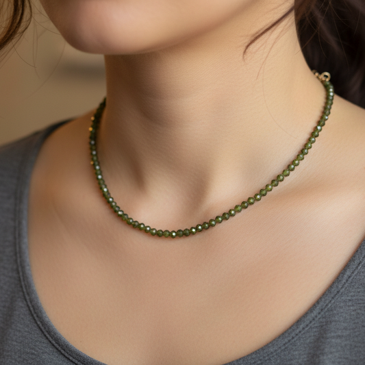 Peridot 4 mm Petite Faceted Necklace