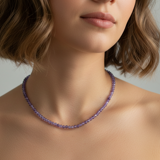 Amethyst 4 mm Petite Faceted Necklace