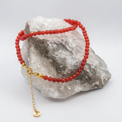 Carnelian 4 mm Petite Beaded Necklace