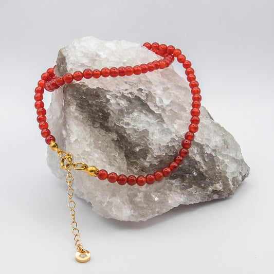 Carnelian 4 mm Petite Beaded Necklace