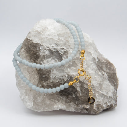 Angelite 4 mm Petite Beaded Necklace