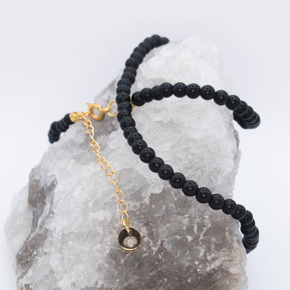Black Tourmaline 4 mm Petite Beaded Necklace
