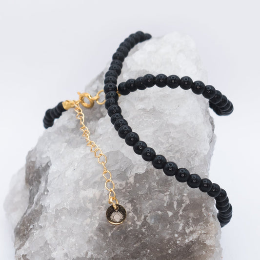 Black Tourmaline 4 mm Petite Beaded Necklace