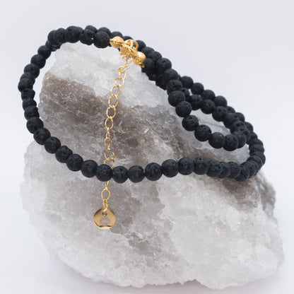 Lava Stone 4 mm Petite Beaded Necklace