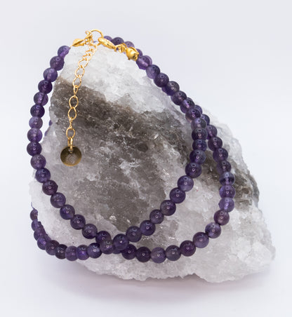Amethyst 4 mm Petite Beaded Necklace