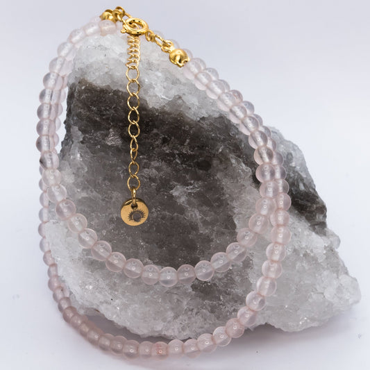 Rose Quartz 4 mm Petite Beaded Necklace