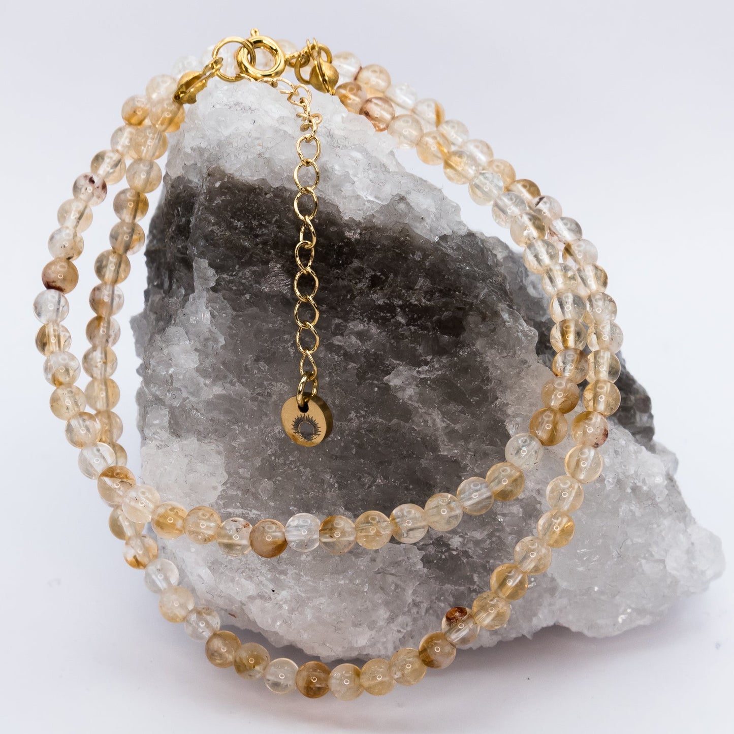Citrine 4 mm Petite Beaded Necklace