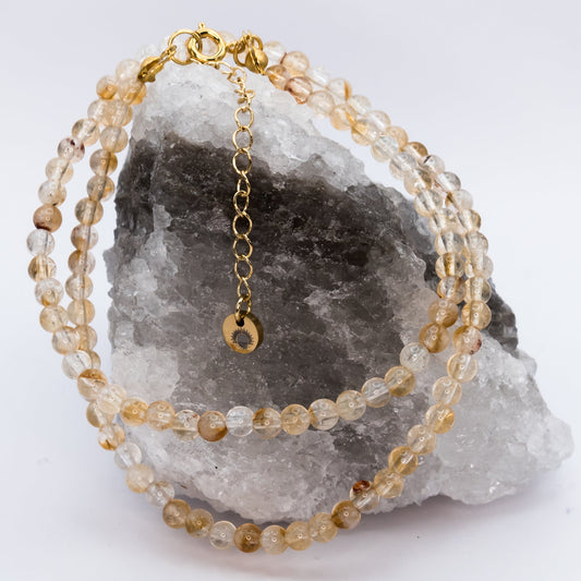 Citrine 4 mm Petite Beaded Necklace