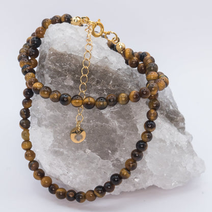 Tiger Eye 4 mm Petite Beaded Necklace