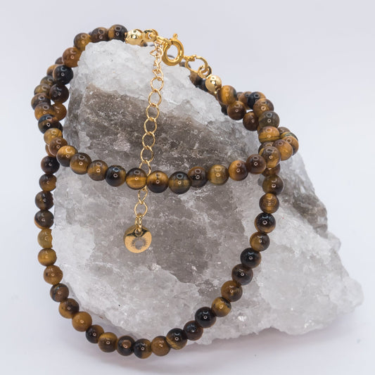 Tiger Eye 4 mm Petite Beaded Necklace
