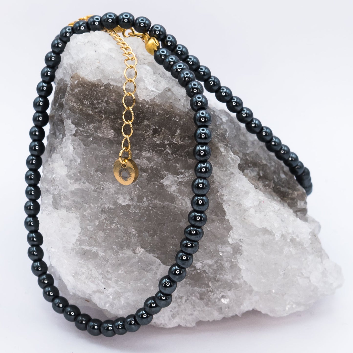 Hematite 4 mm Petite Beaded Necklace