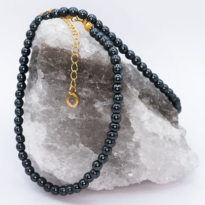 Hematite 4 mm Petite Beaded Necklace
