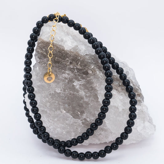 Obsidian 4 mm Petite Beaded Necklace
