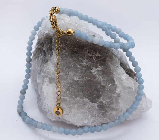 Angelite 4 mm Petite Faceted Necklace