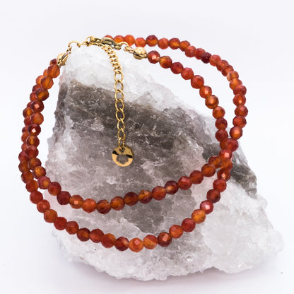 Carnelian 4 mm Petite Faceted Necklace