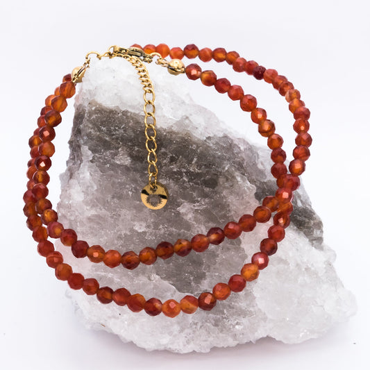 Carnelian 4 mm Petite Faceted Necklace