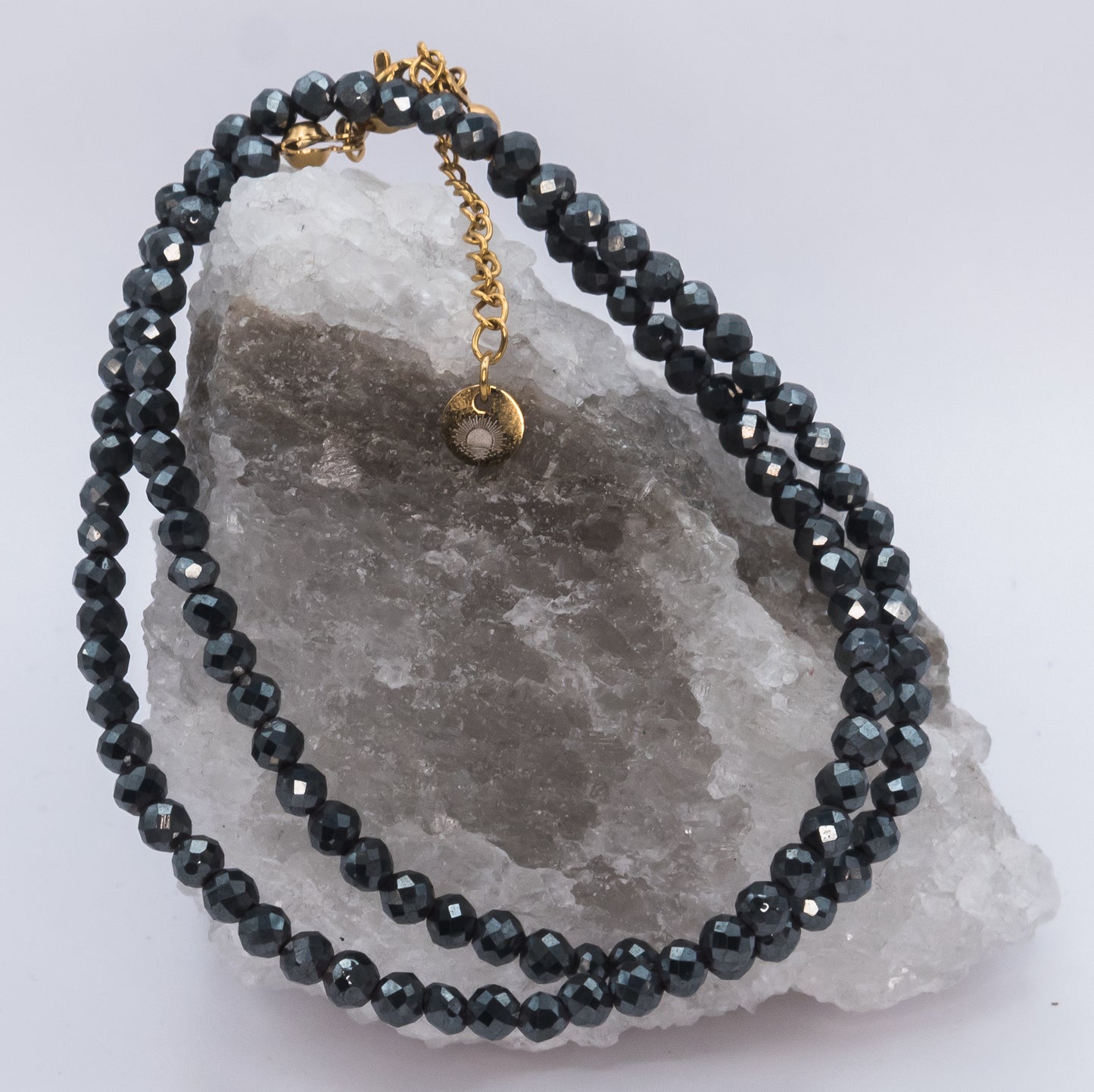 Hematite 4 mm Petite Faceted Necklace