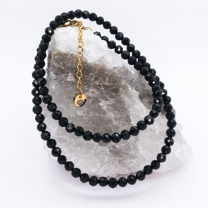 Obsidian 4 mm Petite Faceted Necklace