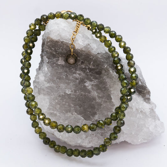 Peridot 4 mm Petite Faceted Necklace