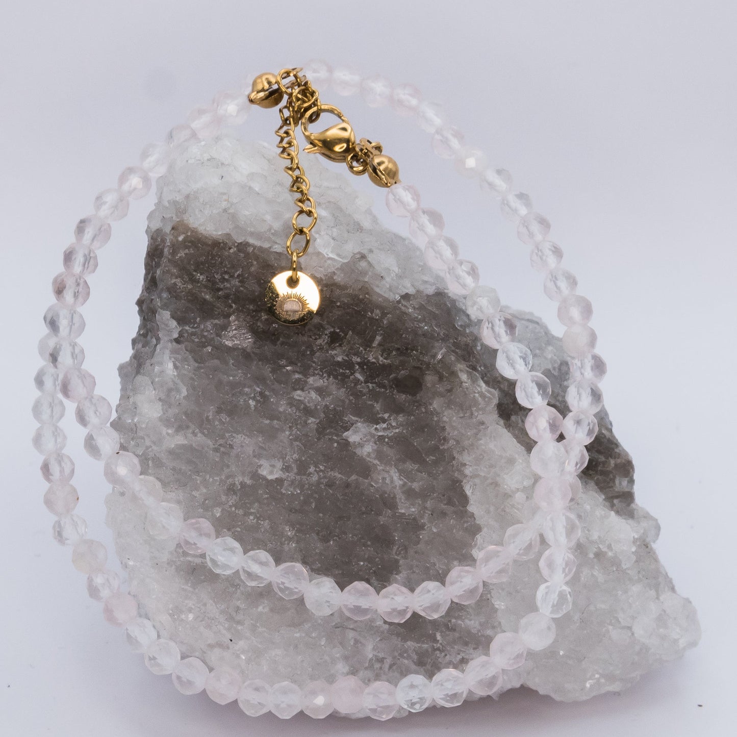 Rose Quartz 4 mm Petite Faceted Necklace