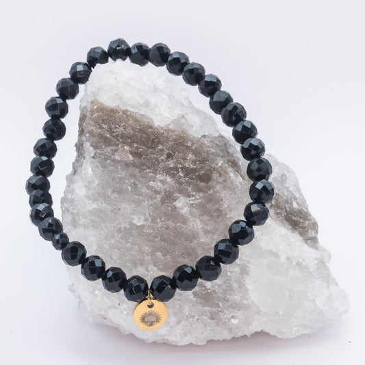 Black Tourmaline 6 mm Signature Faceted Bracelet