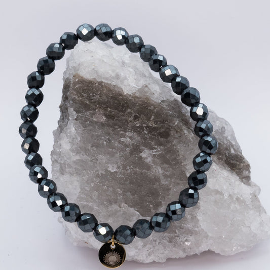 Hematite 6 mm Signature Faceted Bracelet