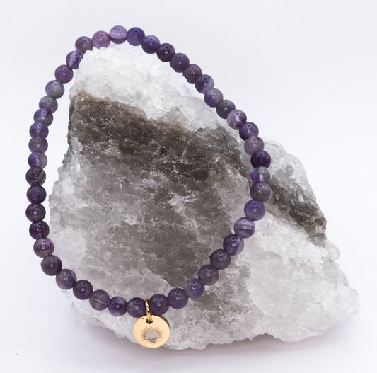 Amethyst 4 mm Petite Beaded Bracelet