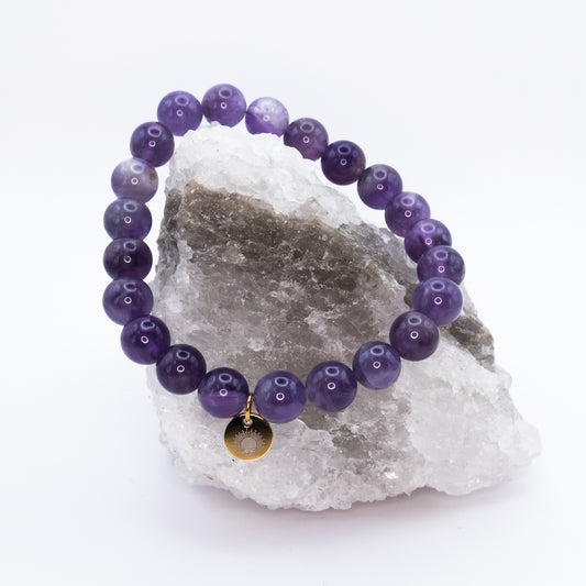 Amethyst 8 mm Iconic Beaded Bracelet