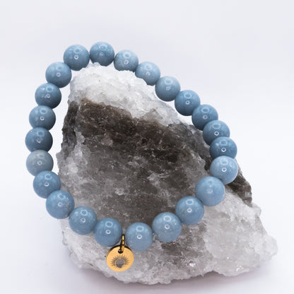 Angelite 8 mm Iconic Beaded Bracelet