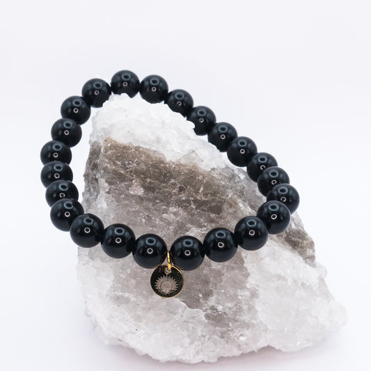 Black Tourmaline 8 mm Iconic Beaded Bracelet