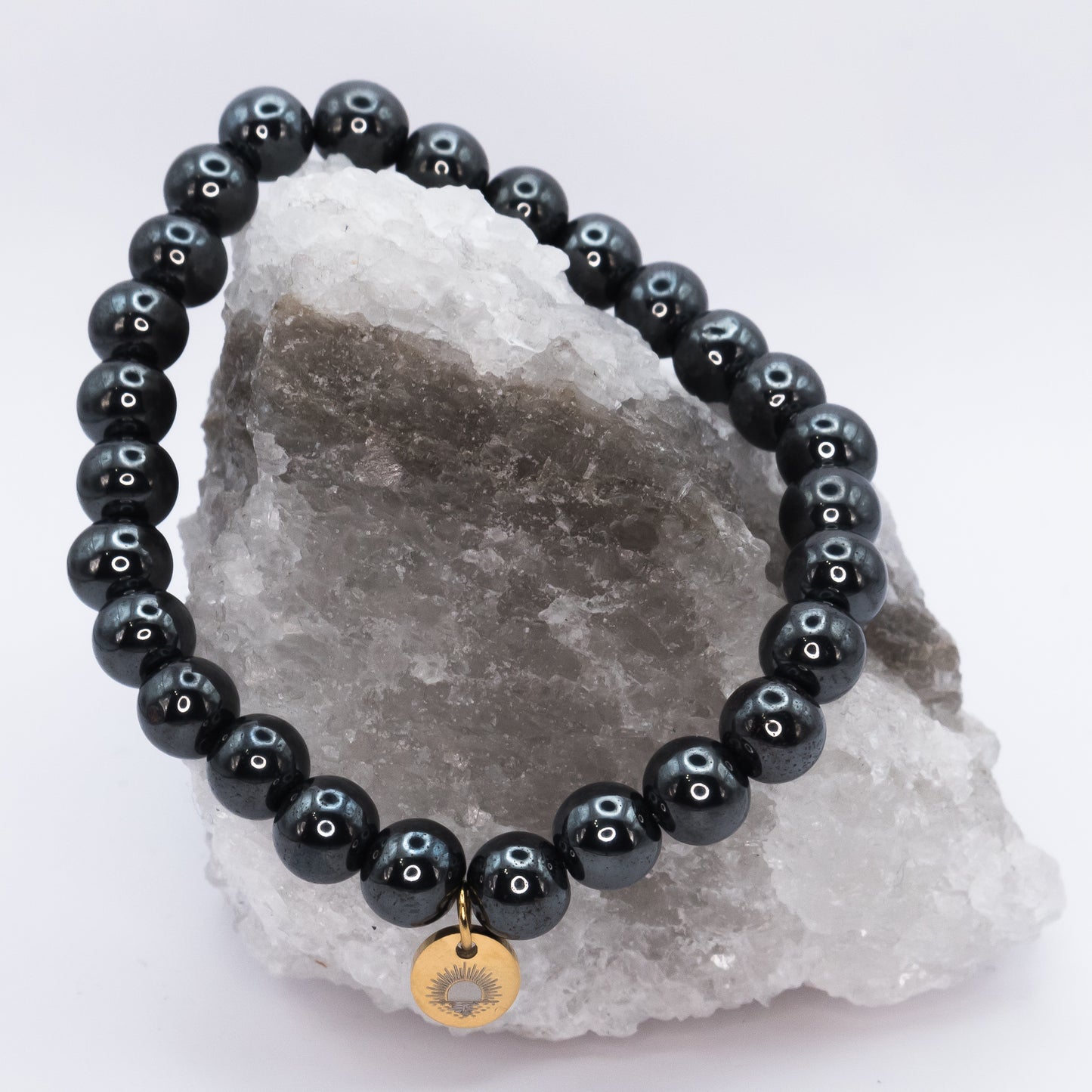 Hematite 8 mm Iconic Beaded Bracelet