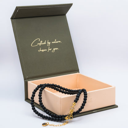 Obsidian 4 mm Petite Beaded Necklace