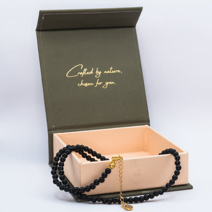 Black Tourmaline 4 mm Petite Beaded Necklace
