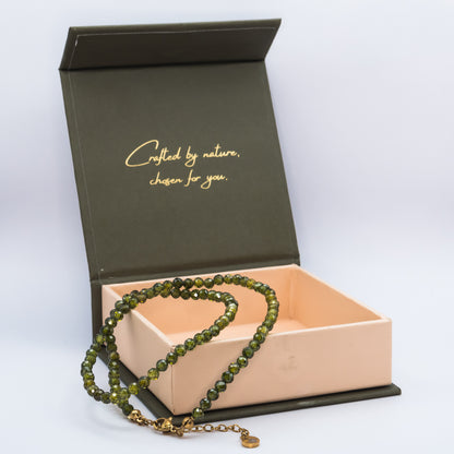 Peridot 4 mm Petite Faceted Necklace