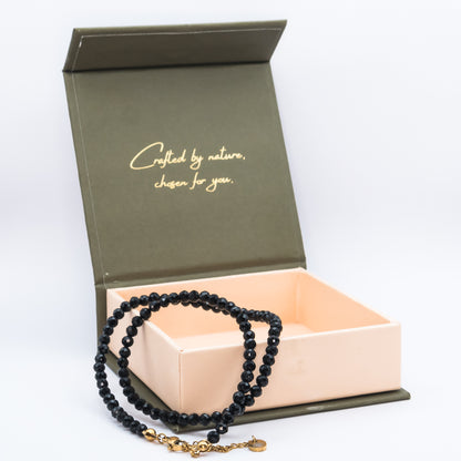 Obsidian 4 mm Petite Faceted Necklace