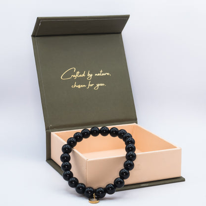 Black Tourmaline 8 mm Iconic Beaded Bracelet