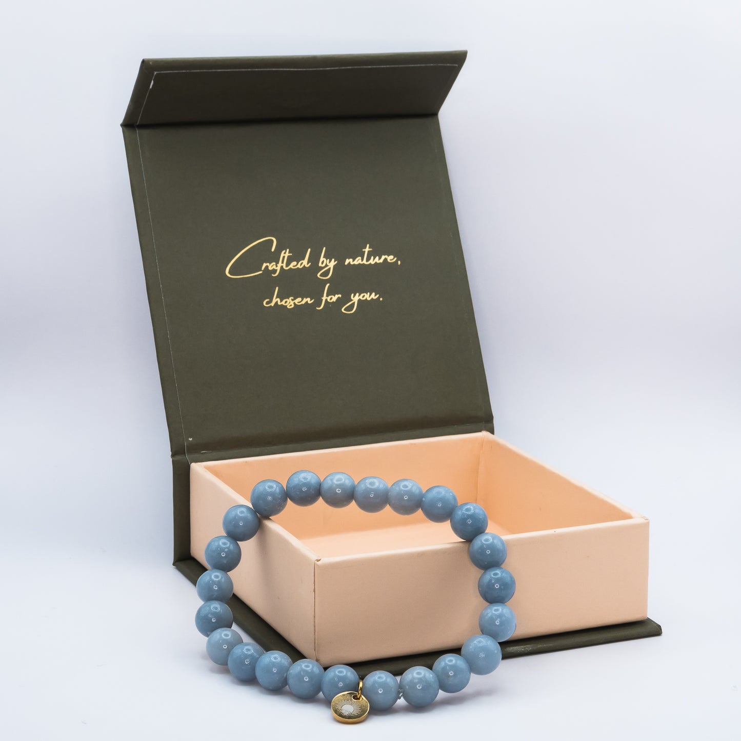 Angelite 8 mm Iconic Beaded Bracelet